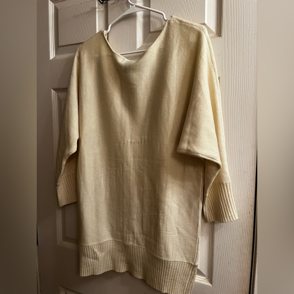 Talbots~GOLD & CREAM Ribbed Sweater~DETAIL ON THE WHOLE SWEATER~M - Picture 3 of 9